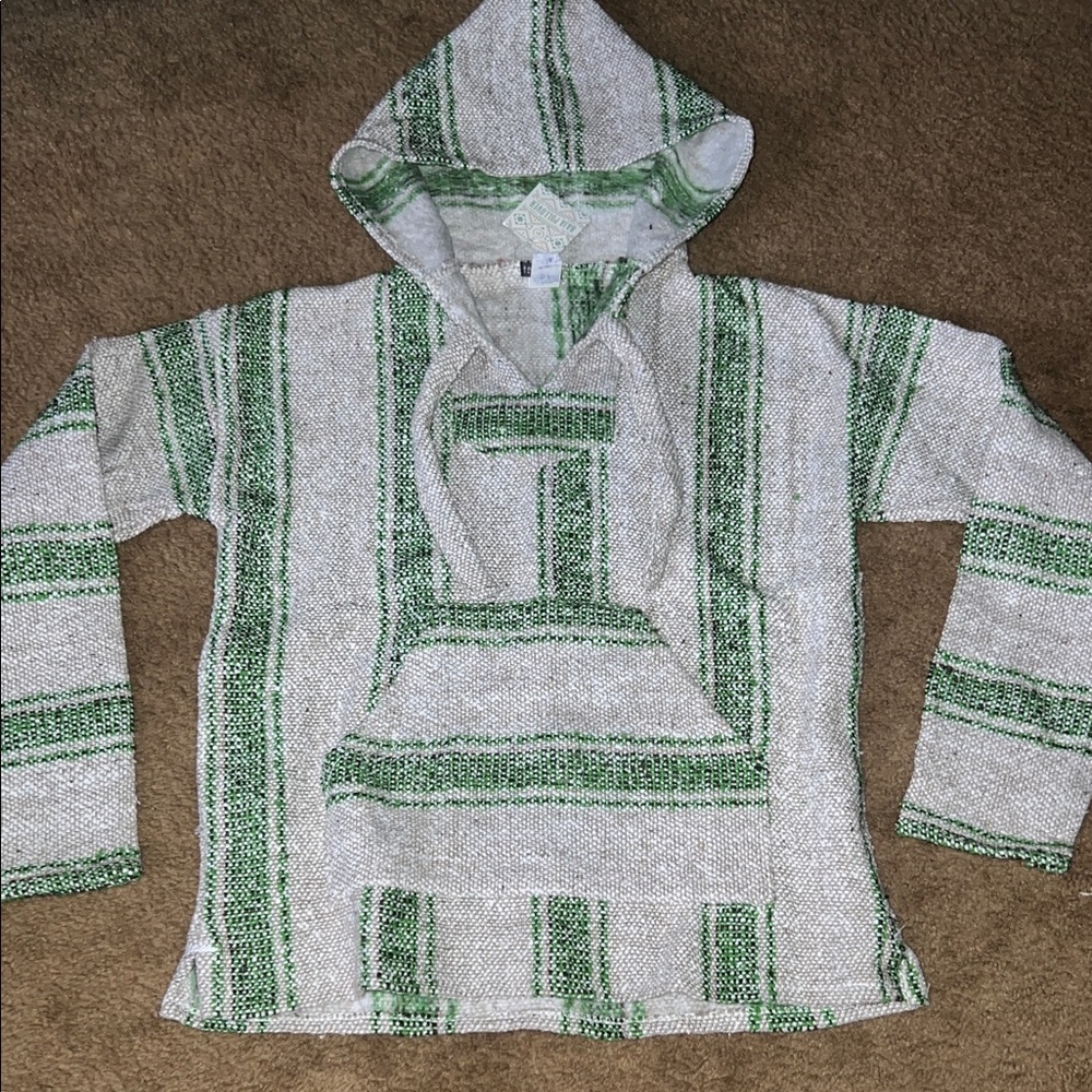 EARTHBOUND Green and Cream Striped Baja pullover